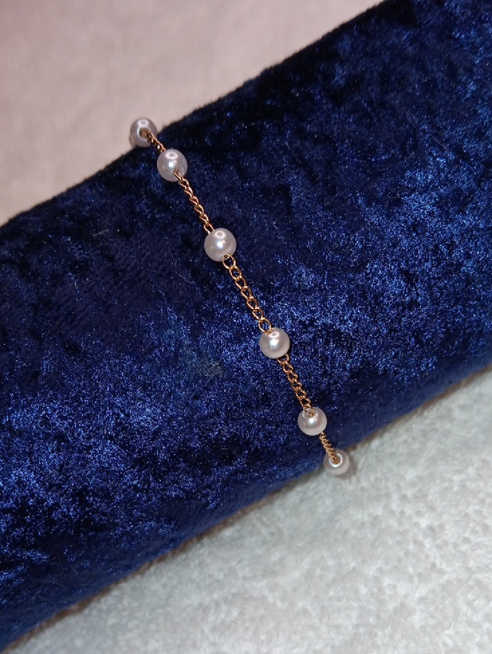 Pearl Station Bracelet Goldtone